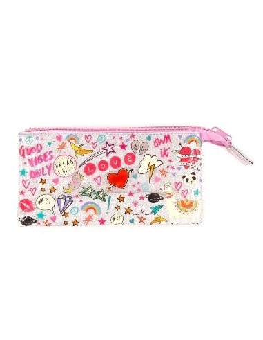 Cartuchera 1 Cierre Plegable Glitter Estampada Pvc Da1001 Sf01